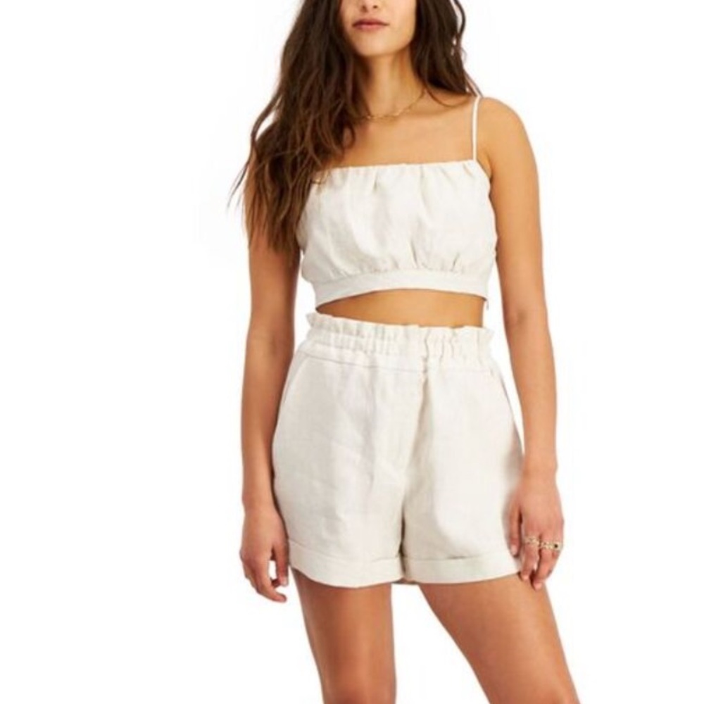 Leyden 100% Linen Cami Crop Top NWOT Size M - Picture 2 of 9